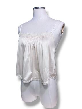 ALANA GALE INTIMATES Palest Pink Gathered Cropped Camisole VINTAGE 1980s